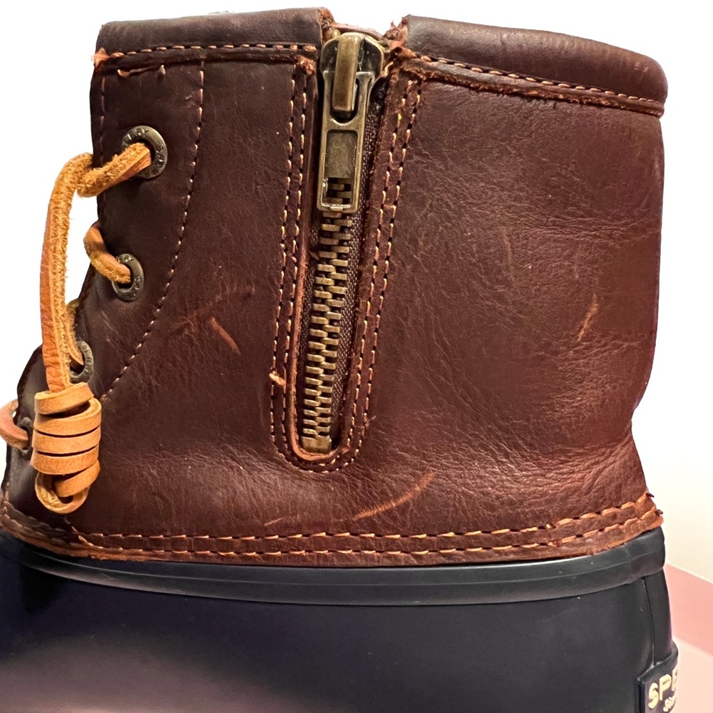 Sperry Saltwater Duck Boot Brown Leather and Navy - Picture 6 of 11